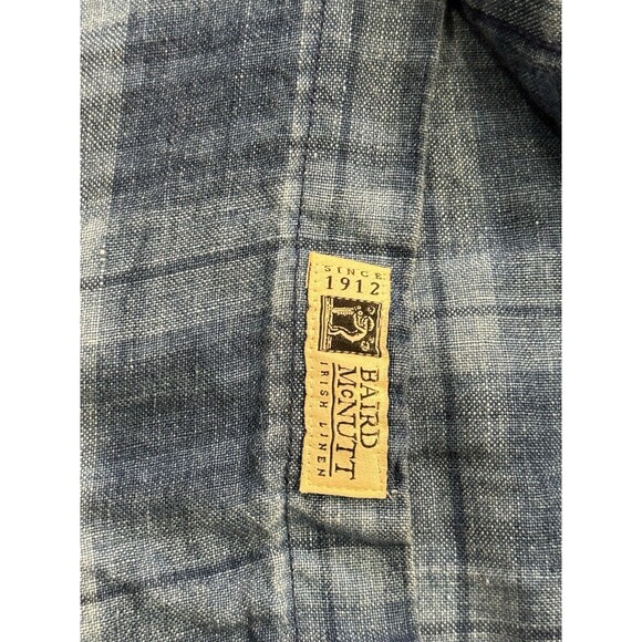 J. Crew Button Up Shirt Mens Large Blue Plaid Baird McNutt Irish Linen Classic - Picture 6 of 8